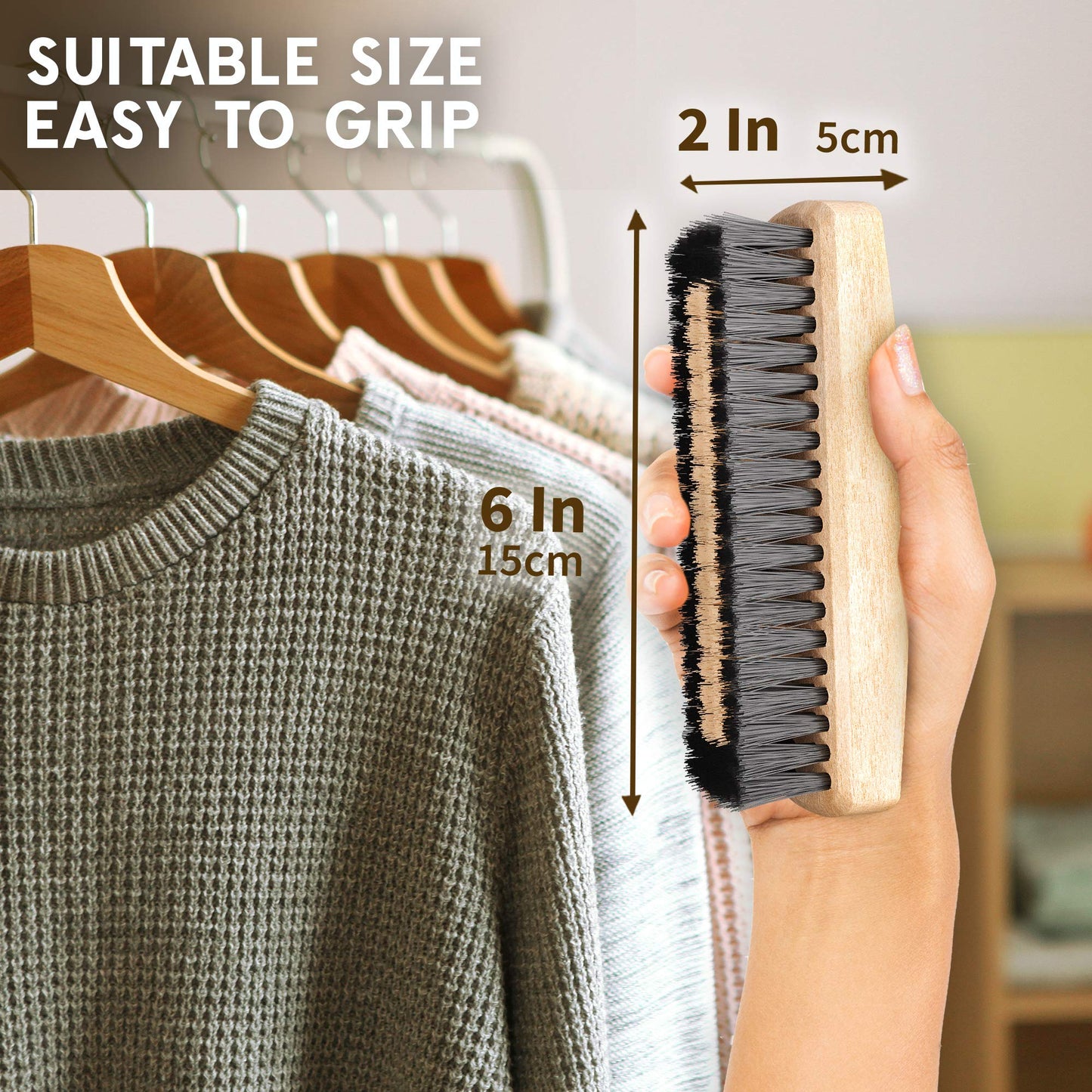 Light Wood Lint Brushes for Clothes, Clothes Brush, Cashmere Brush Old Fashioned Home Essentials Lint Remover by Konex