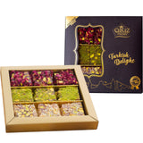 Cerez Pazari Turkish Delight Pistachio with Fantastic Rose & Pomegranate Flavour Experience in Luxury Gift Box 8.8 oz | Assorted Gourmet Soft Candy