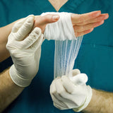 AMMEX Medical Ivory Stretch Synthetic Vinyl Gloves, Box of 100, 4 mil, Size Medium, Latex Free, Powder Free, Disposable, Non-Sterile, VSPF44100-BX