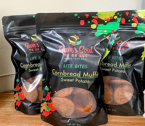 Sam's Soul to Go Lite Bites: Sweet Potato Cornbread Muffins 12ct|Vegan|Farm Fresh|Homemade Snack|Organic|Healthy Eats