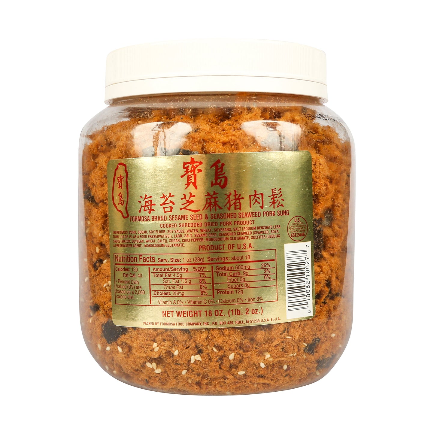 Formosa, Dried Sesame Seed and Seaweed Pork Sung, 20 oz