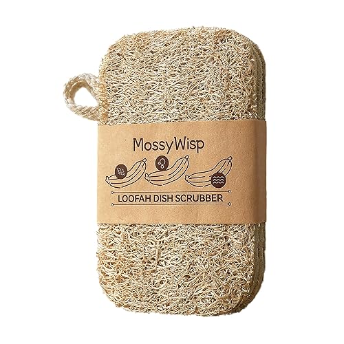Natural Loofah Dish Sponges 3 Pack | Biodegradable & Eco Friendly Kitchen Sponges for Washing Dishes | Heavy-Duty Dishwashing Sponge | MossyWisp (3)