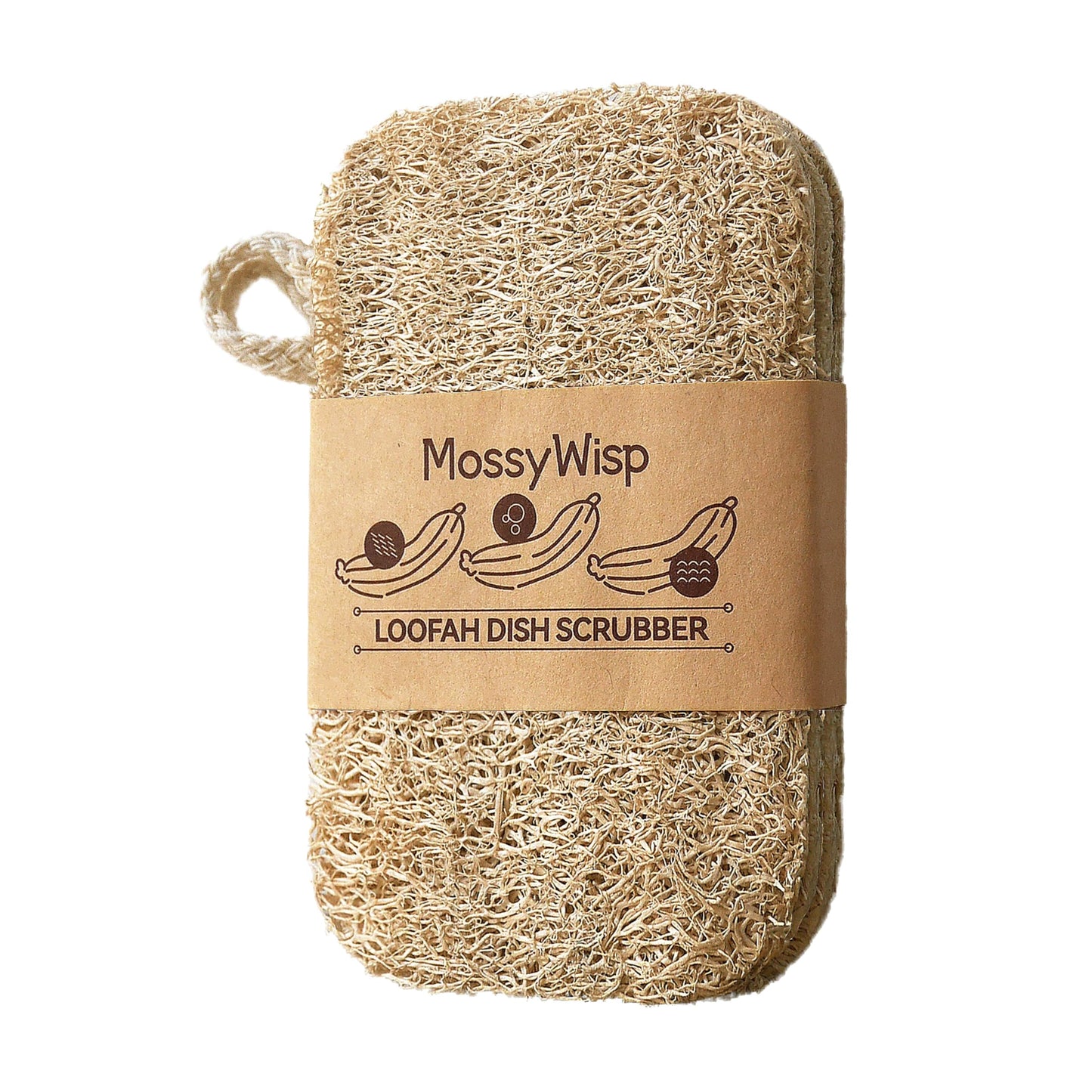 Natural Loofah Dish Sponges 3 Pack | Biodegradable & Eco Friendly Kitchen Sponges for Washing Dishes | Heavy-Duty Dishwashing Sponge | MossyWisp (3)