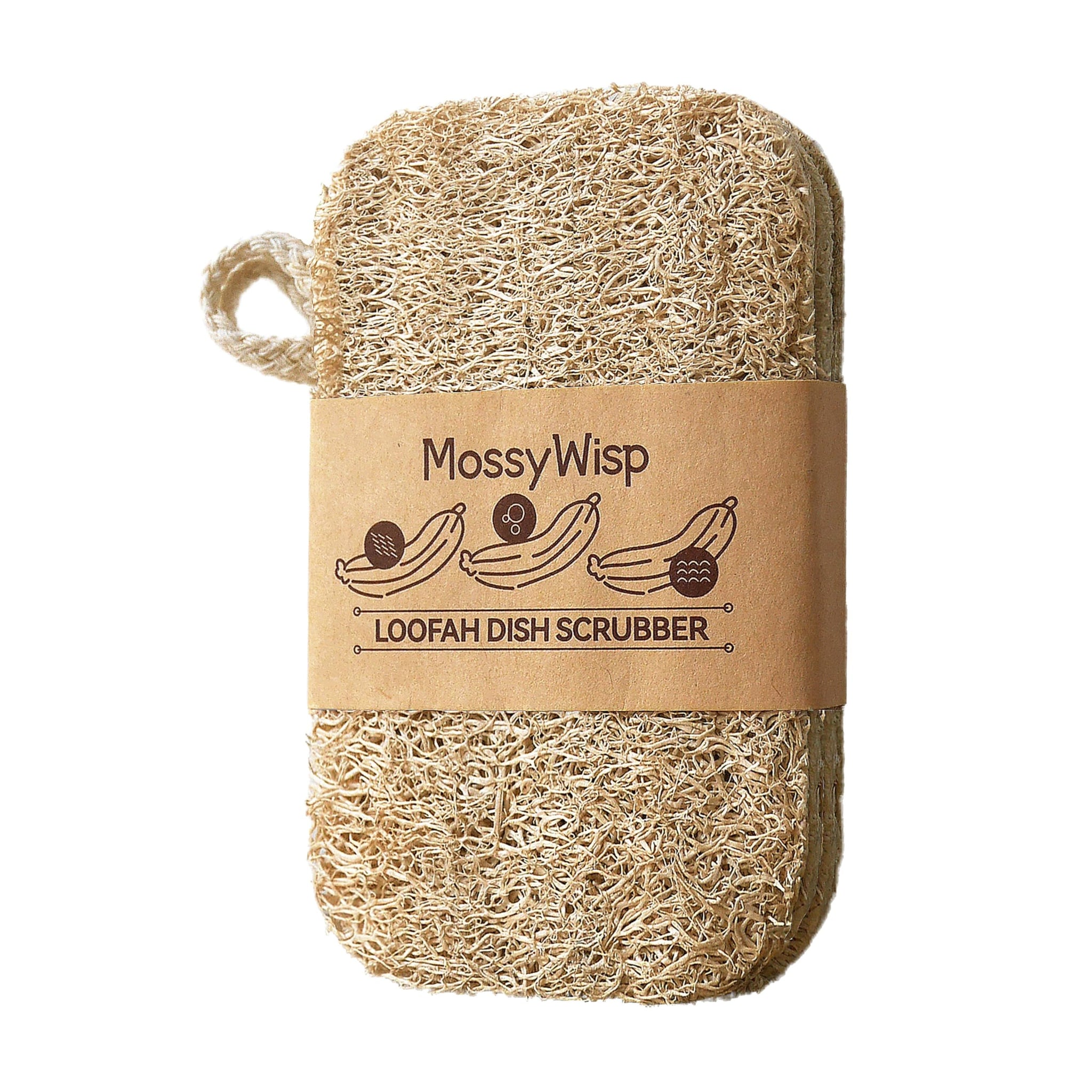 Natural Loofah Dish Sponges 3 Pack | Biodegradable & Eco Friendly Kitchen Sponges for Washing Dishes | Heavy-Duty Dishwashing Sponge | MossyWisp (3)