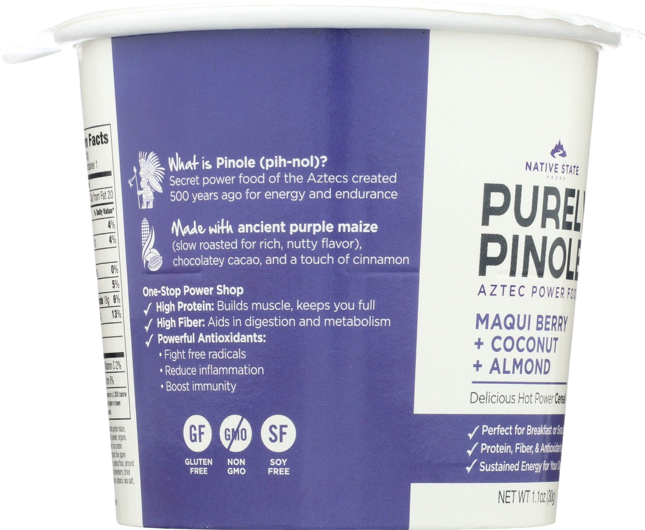 PURELY PINOLE Cereal Cup Maqui Berry Coconut Almond, 1.1 OZ