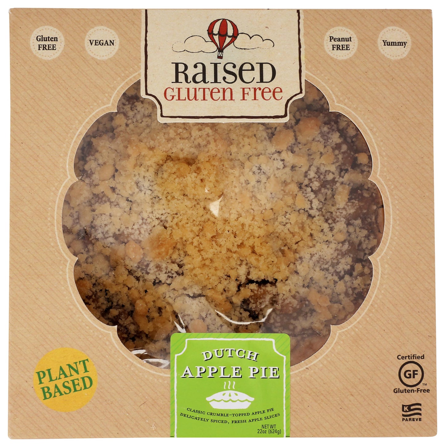 Raised Gluten Free Dutch Apple Pie 9 Inch, 30 OZ