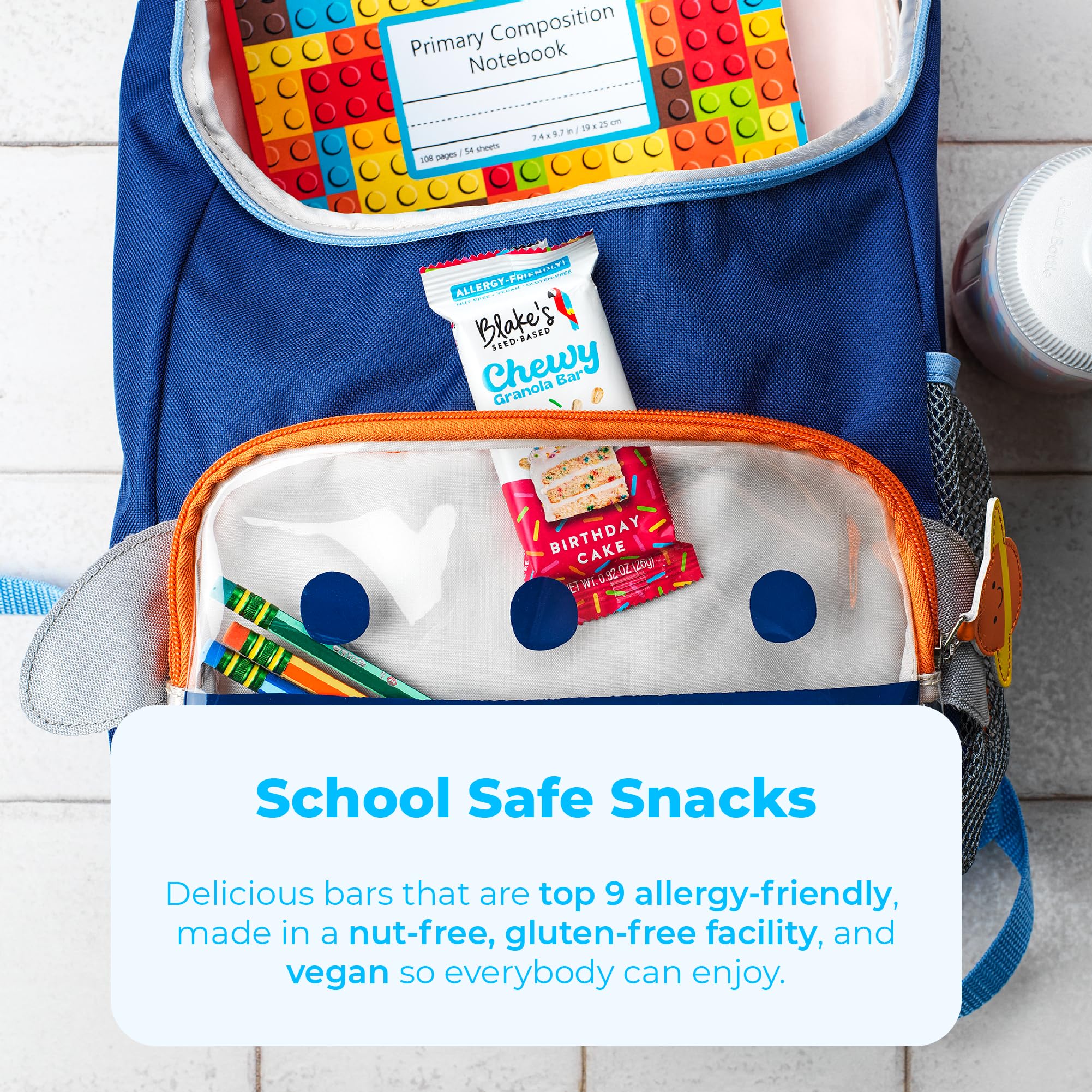 Blake’s Seed Based Chewy Granola Bars - Birthday Cake (5 Count), Vegan, Gluten Free, Nut Free & Dairy Free, Healthy Snacks for Kids or Adults, School