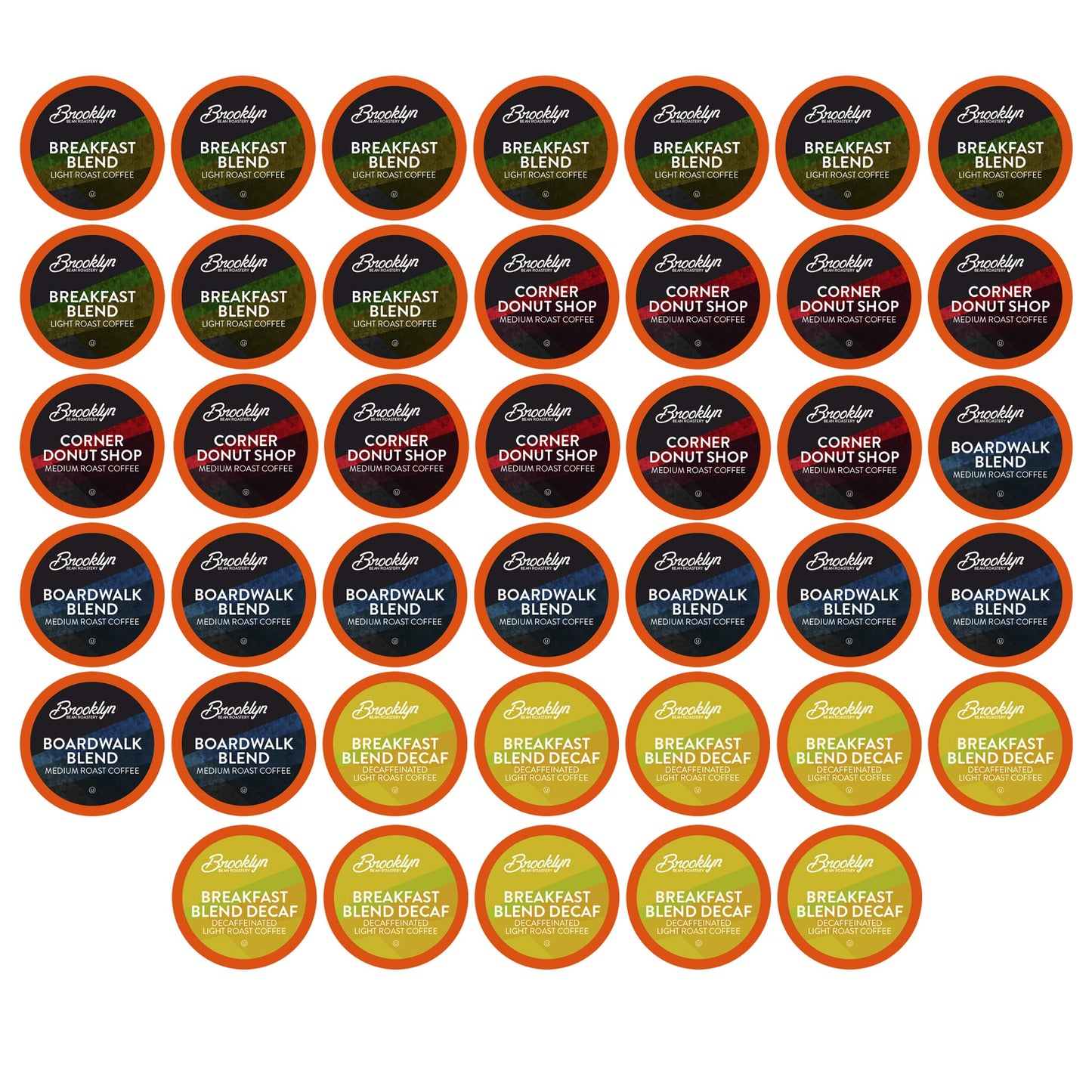 Brooklyn Beans Coffee Pods, Breakfast Gourmet Variety Pack - Compatible with Keurig K Cup Brewers Including 2.0 Machines, 40 Count, Light Roast