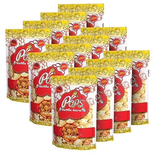 Pop's Kettle Korn- Pop's Mix| 12-Pack Pop's Mix- Gluten-Free, Whole Grain, Hand-Popped