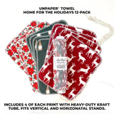 Marley's Monsters Seasonal UNpaper Towels - Reusable Paperless Towels - Cotton, Tree Free (12-Count roll) (Home for The Holidays)
