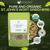 Biokoma Organic St. John’s Wort Dried Herb 50g (1.76oz) in Resealable Moisture Proof Pouch, USDA Certified Organic - Herbal Tea, No Additives, No