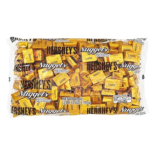 HERSHEY'S Nuggests Extra Creamy Milk Chocolate Candy, Bag toffee, Toffee and Almonds, 60 Ounce