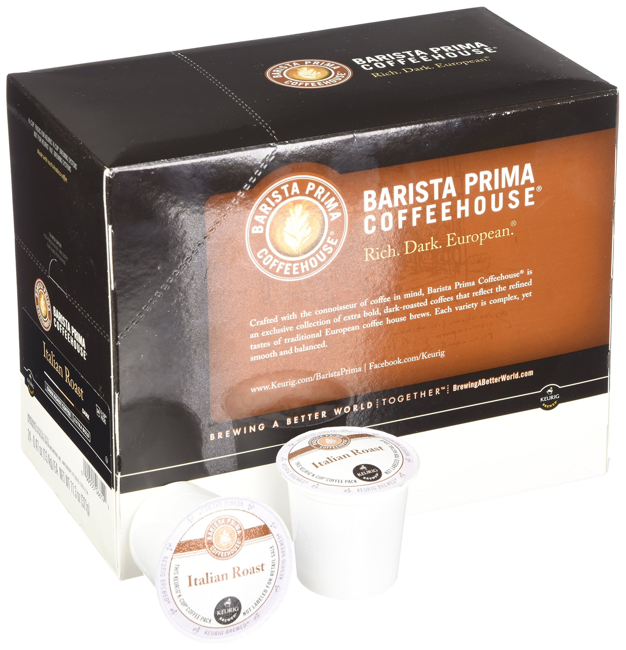Barista Prima Coffeehouse, Italian Dark Roast K-Cup Portion Pack for Keurig Brewers, 24- Count