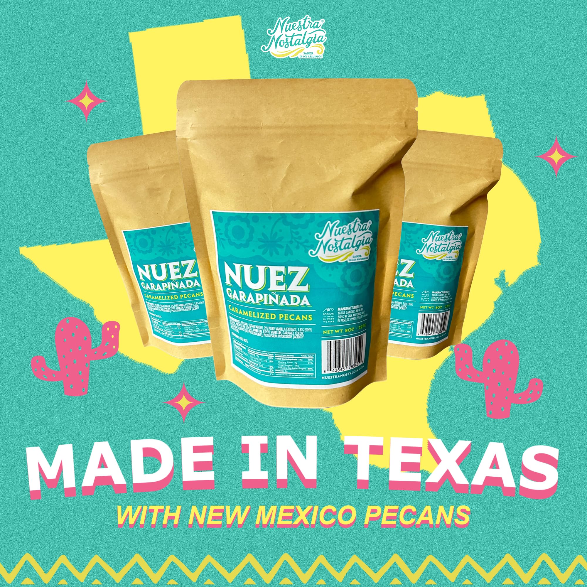 Nuez Garapiñada | Caramelized Pecans - Crunchy Mexican-Style Candied Pecans with a Hint of Vanilla (8oz Bag)