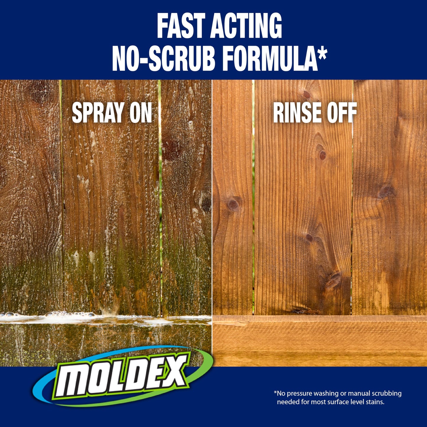Moldex® Instant Outdoor Cleaner with Bleach and Hose End, 64 oz - Fast Acting Spray for Mold and Mildew Stains on Siding, Decks, Fences and Exterior