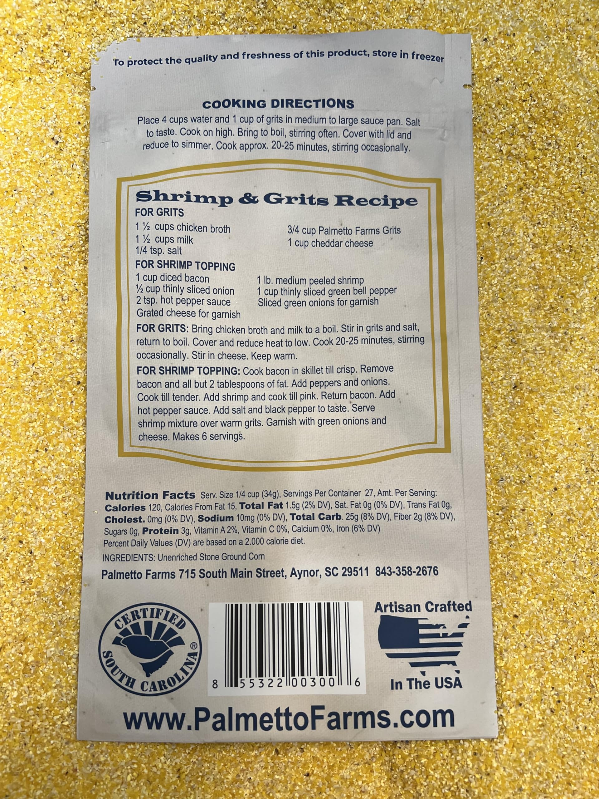 PALMETTO FARMS Stone Ground Yellow Grits, 32 OZ