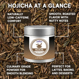 Sou Zen Roasted Hojicha Powder 1.06oz (30g) | Roasted Green Tea Hojicha | Rich, Toasted Flavor for Lattes, Baking & Culinary Use | 100% Vegan with No