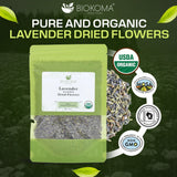 Biokoma Organic Lavender (Lavandula) Dried Flowers 50g (1.76oz) - Relax - DIY - Resealable Moisture Proof Pouch, USDA Organic Herbal Tea