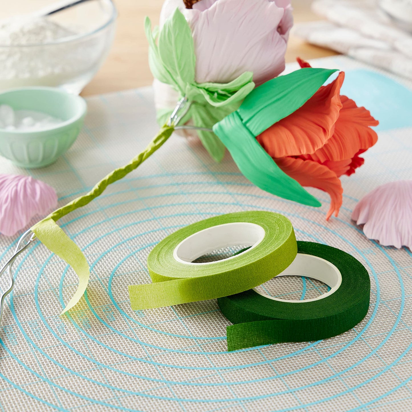 Celebrate It 6 Packs: 2 ct. (12 Total) 1/2”; Green Gum Paste Flower Tape Rolls