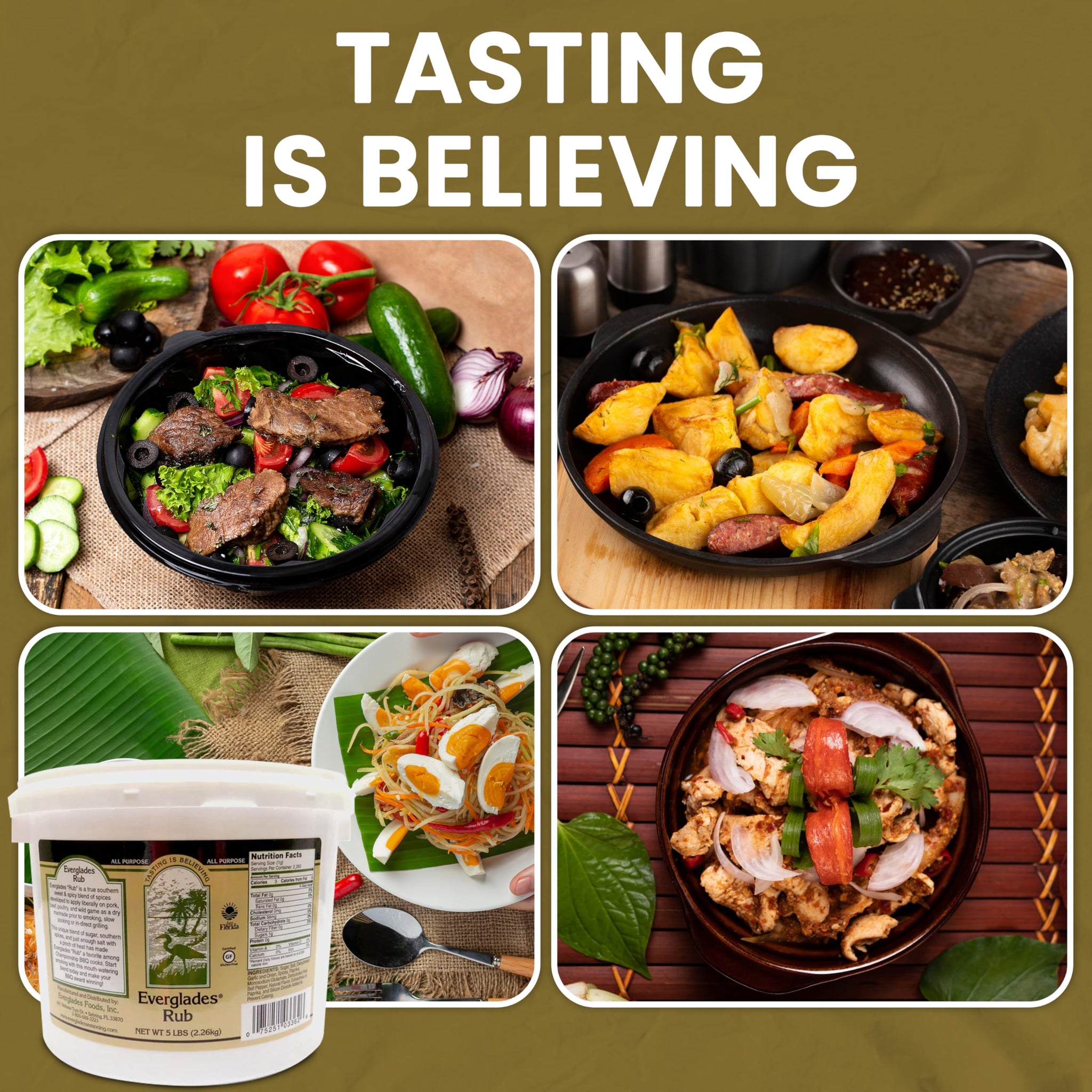 Everglades All-Purpose Rub Seasoning - Southern BBQ Seasoning for Grilling - 5 lb Bucket