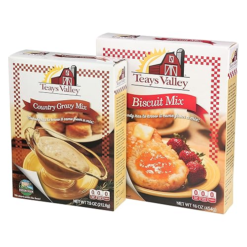 Teays Valley Biscuit Mix with Teays Valley Country Gravy Mix, 16.0 Ounce, Pack of 2