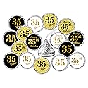 35th Birthday Kisses Stickers, (Set of 324) Chocolate Drops Labels for 35 Birthday, Party Favors Decor for Kisses. Made in USA, 9 Designs (36 Stickers