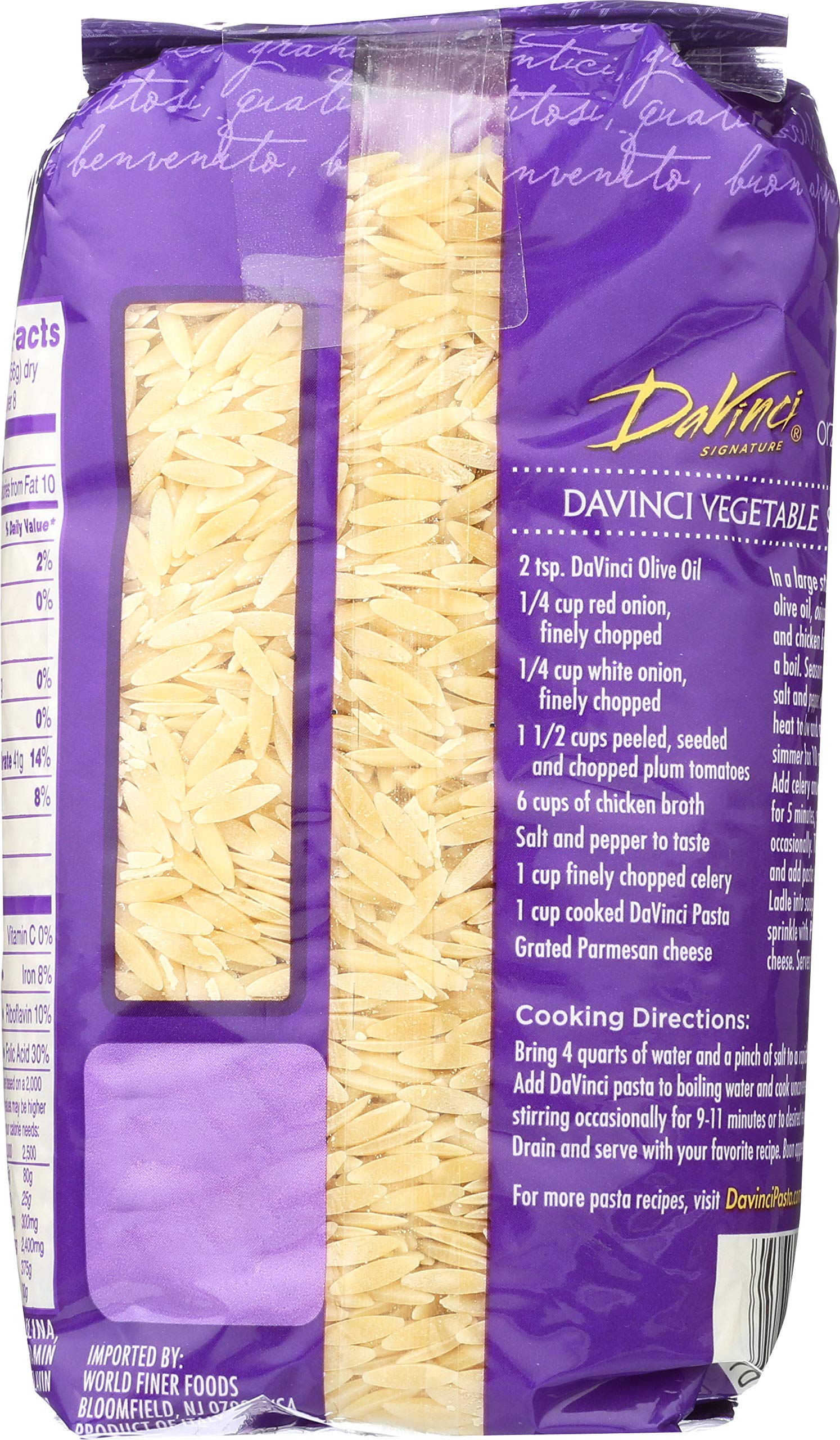 DaVinci Signature, Orzo, 16 Ounce Resealable Bags (Pack of 12)