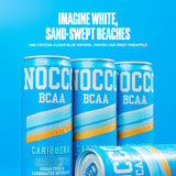 NOCCO Zero Sugar Energy Drink, Caribbean - 12 Fl Oz (Pack of 12) - 180mg Caffeine, Sugar Free with BCAAs - Branched Chain Amino Acids, Carbonated