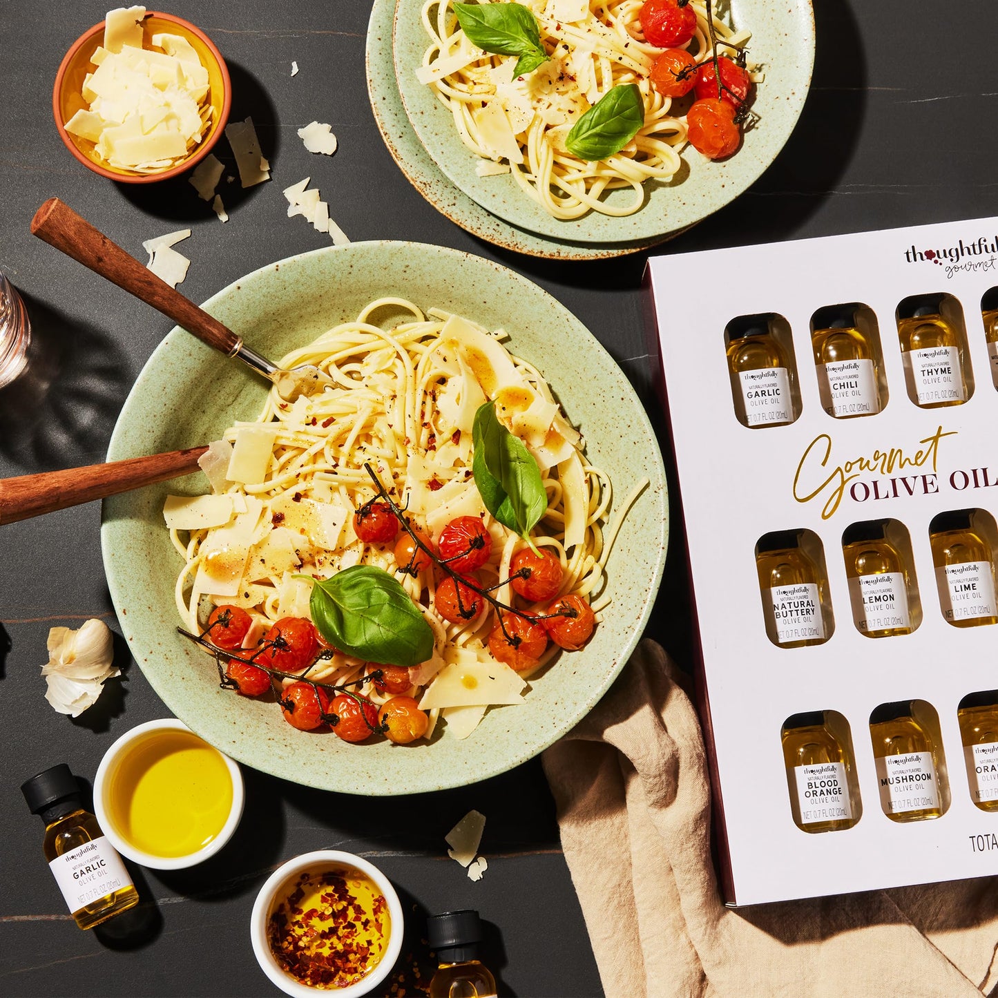 Thoughtfully Gourmet, Olive Oil Sampler Gift Set, Includes Uniquely Flavored Extra Virgin Cold Pressed Spanish Olive Oil, Flavors Include Garlic, Chili, Chipotle and More, Pack of 18