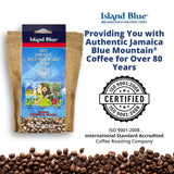 Island Blue 100% Jamaica Blue Mountain Fresh Roasted & Ground Coffee Medium Roast Gourmet Coffee Ground Vacuum Packed in a Burlap Bag, 8 oz