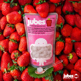 Jubes Strawberry Nata De Coco Jelly Cubes (12.7 oz, Pack of 3) - Strawberry Coconut Jelly Cubes for Sago - Coconut Gel in Syrup Toppings for Fruit