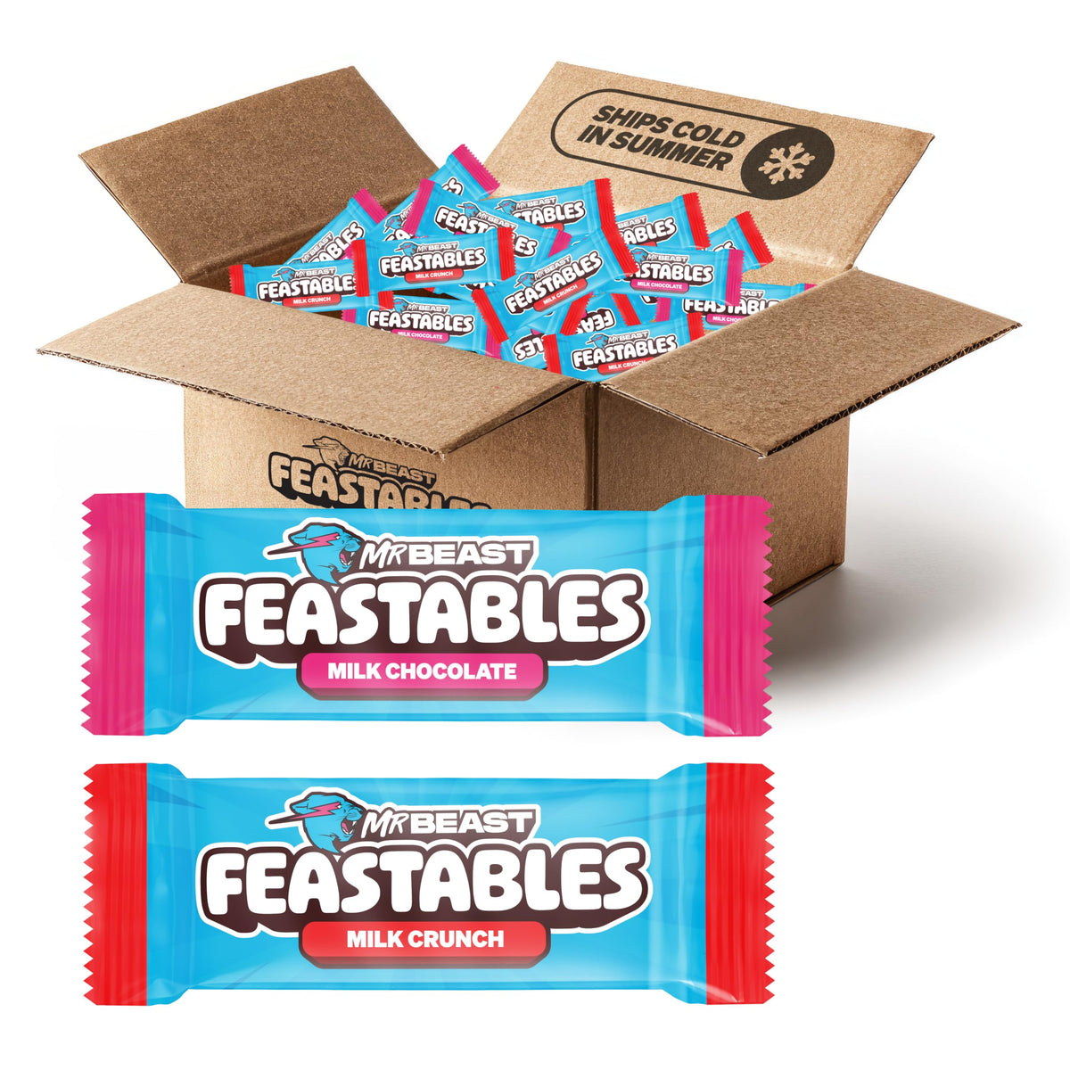 MrBeast Feastables Milk Chocolate & Milk Crunch Variety 2lb Box, Bite Size