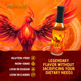 Mythical Meats Phoenix Flame Hot Sauce - Ghost Pepper & Honey Blend, Gluten Free, Non GMO, 6/10 Heat