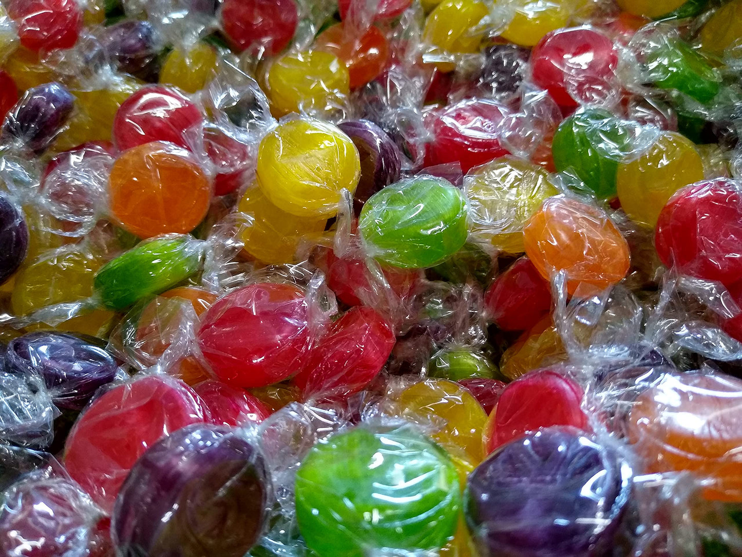 Assorted Fruit Buttons Candy - 4 lb Bulk Bag of Individually Wrapped Cherry Orange Lemon Lime Grape Retro Sweet Treats