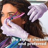 Colortrak Disposable Nitrile Gloves, Pink, Luminous Collection Lilac Frost Latex-Free, Powder-Free Hair Color Gloves for Chemical Processing & Salon