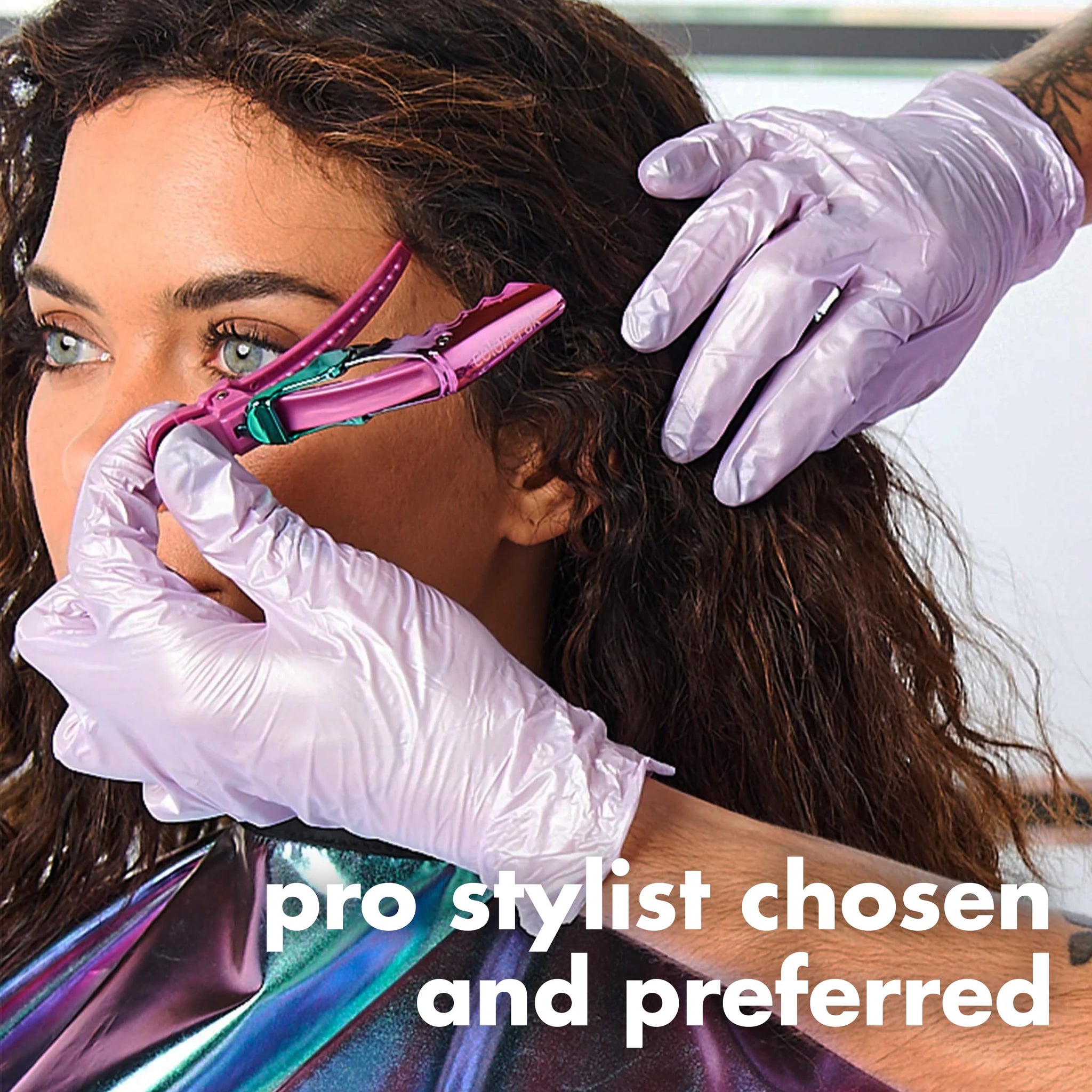 Colortrak Disposable Nitrile Gloves, Pink, Luminous Collection Lilac Frost Latex-Free, Powder-Free Hair Color Gloves for Chemical Processing & Salon