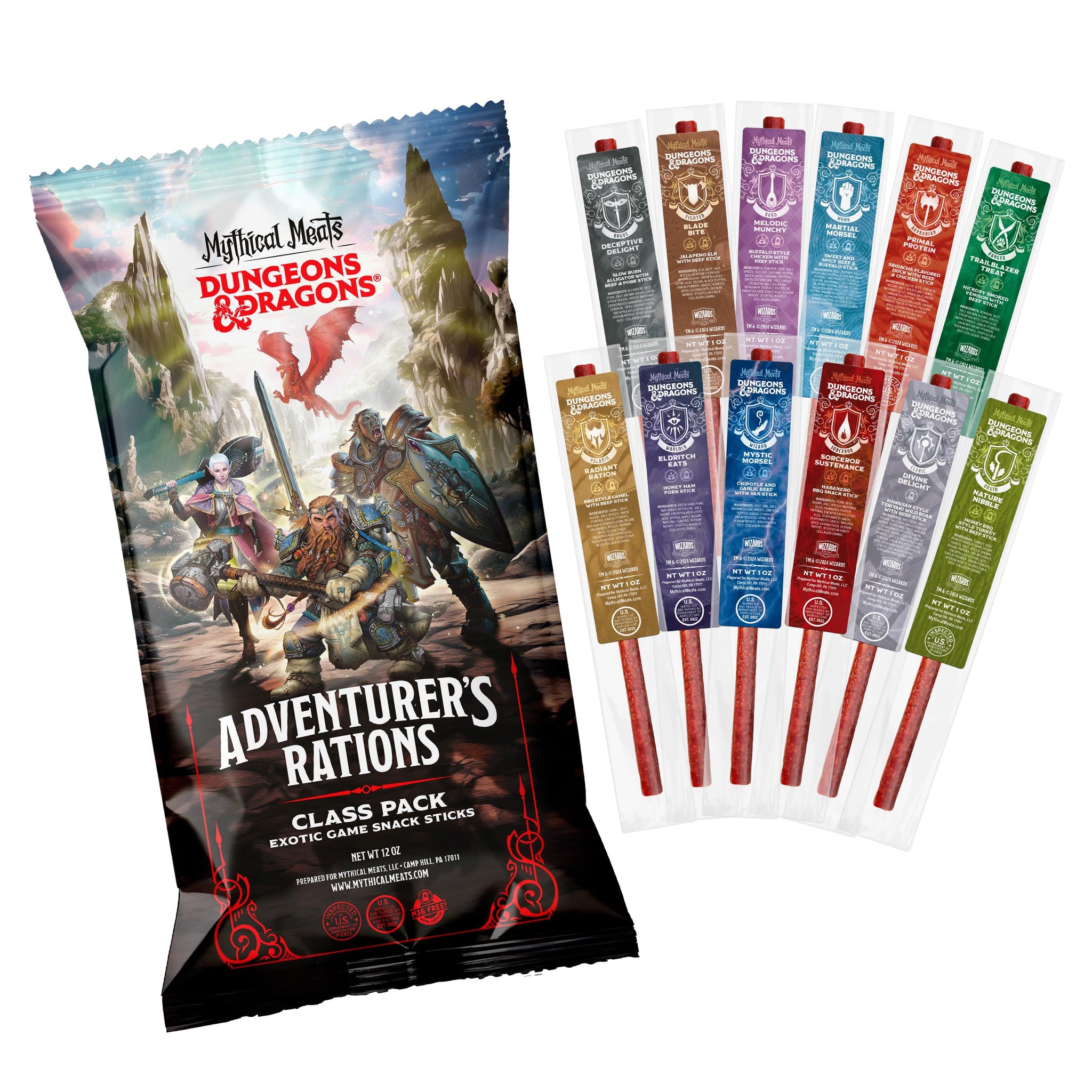 Mythical Meats Beef Jerky Snack Packs - Dungeons and Dragons gifts for Men - Exotic Meat Stick Variety Pack - High Protein, Low Sugar, Keto-Friendly