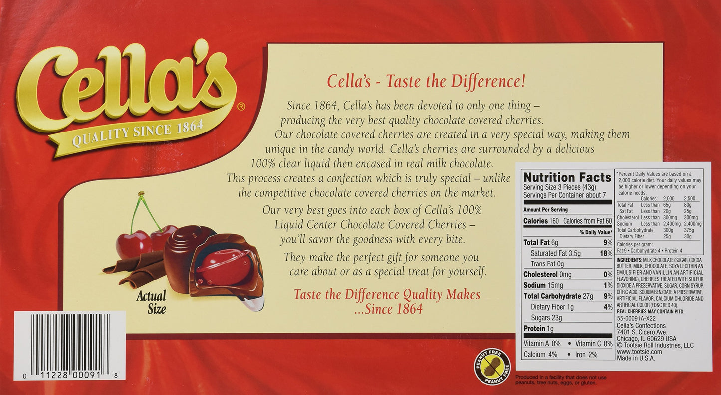 Cella's Milk Chocolate Covered Cherries, 22 Foil Wrapped Cherries, 11 oz