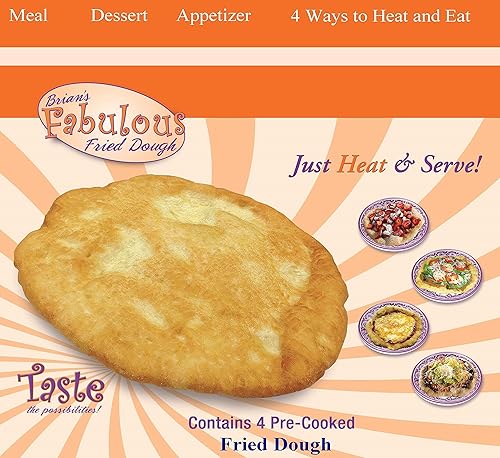 BRIAN'S FABULOUS FRYBREADS - HEAT AND EAT - 8.5" x 6.5oz, 2-4 packs - 8 Count