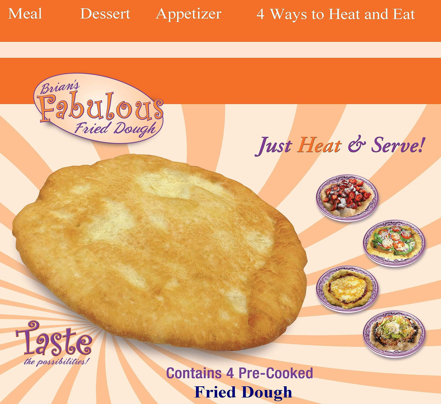 BRIAN'S FABULOUS FRYBREADS - HEAT AND EAT - 8.5" x 6.5oz, 2-4 packs - 8 Count
