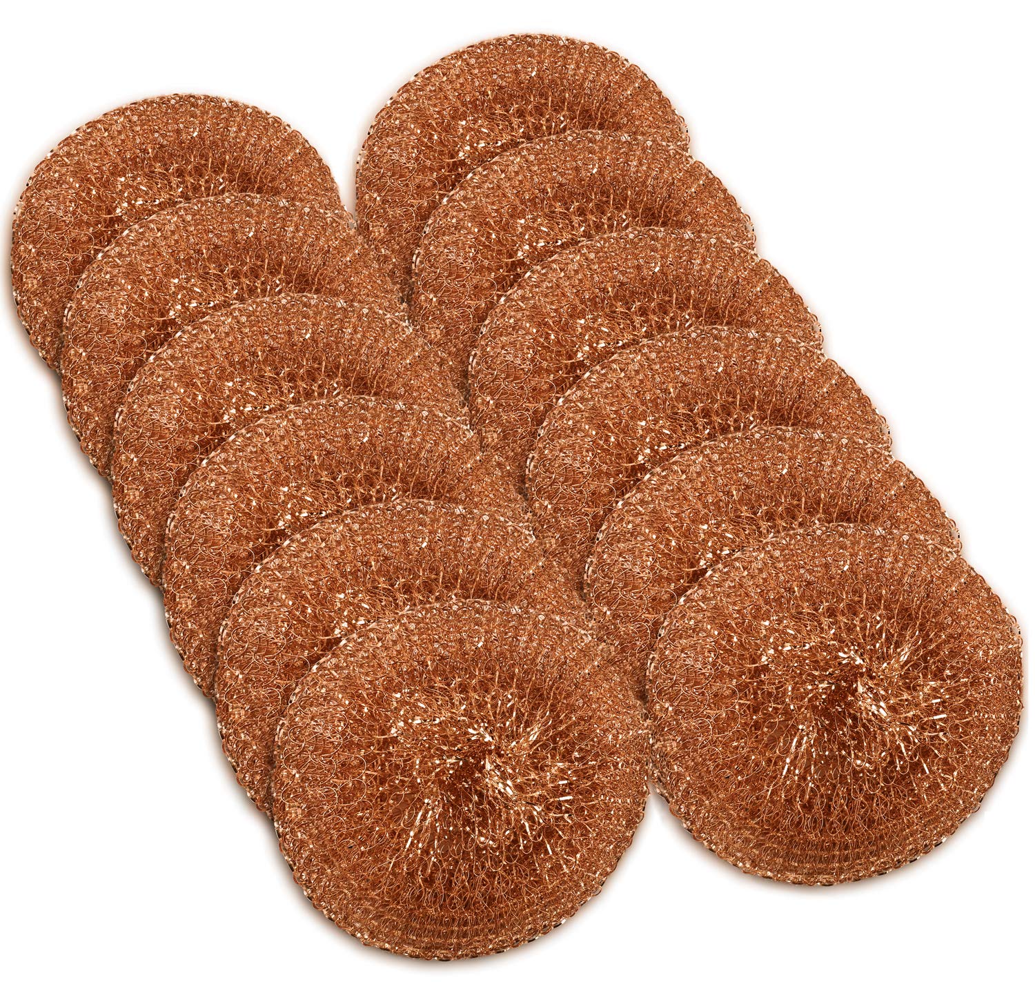 12 Pack Copper Coated Scourers by SCRUBIT - Scrubber Pad Used for Dishes, Pots, Pans, and Ovens. Easy scouring for Tough Kitchen Cleaning.