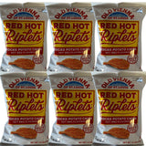 Old Vienna of St. Louis - Red Hot Riplets - Hot BBQ Flavored Ridged Potato Chips- 1.5 Ounce - Pack of 6