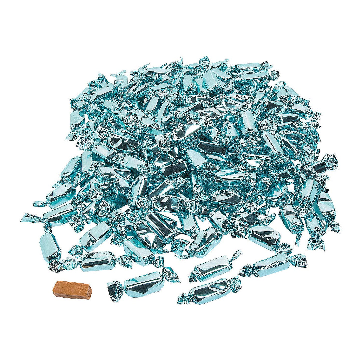 Fun Express Light Blue Foil Wrapped Caramels 2lb Bulk - Baby Shower Favors & Gender Reveal Candy | Individually Wrapped Soft Caramel Creams