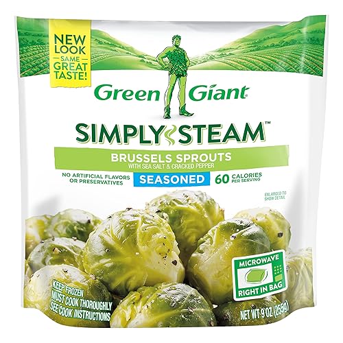 Green Giant Simply Steam, Seasoned Brussel Sprouts with Salt & Pepper, 9 Ounce (Frozen)