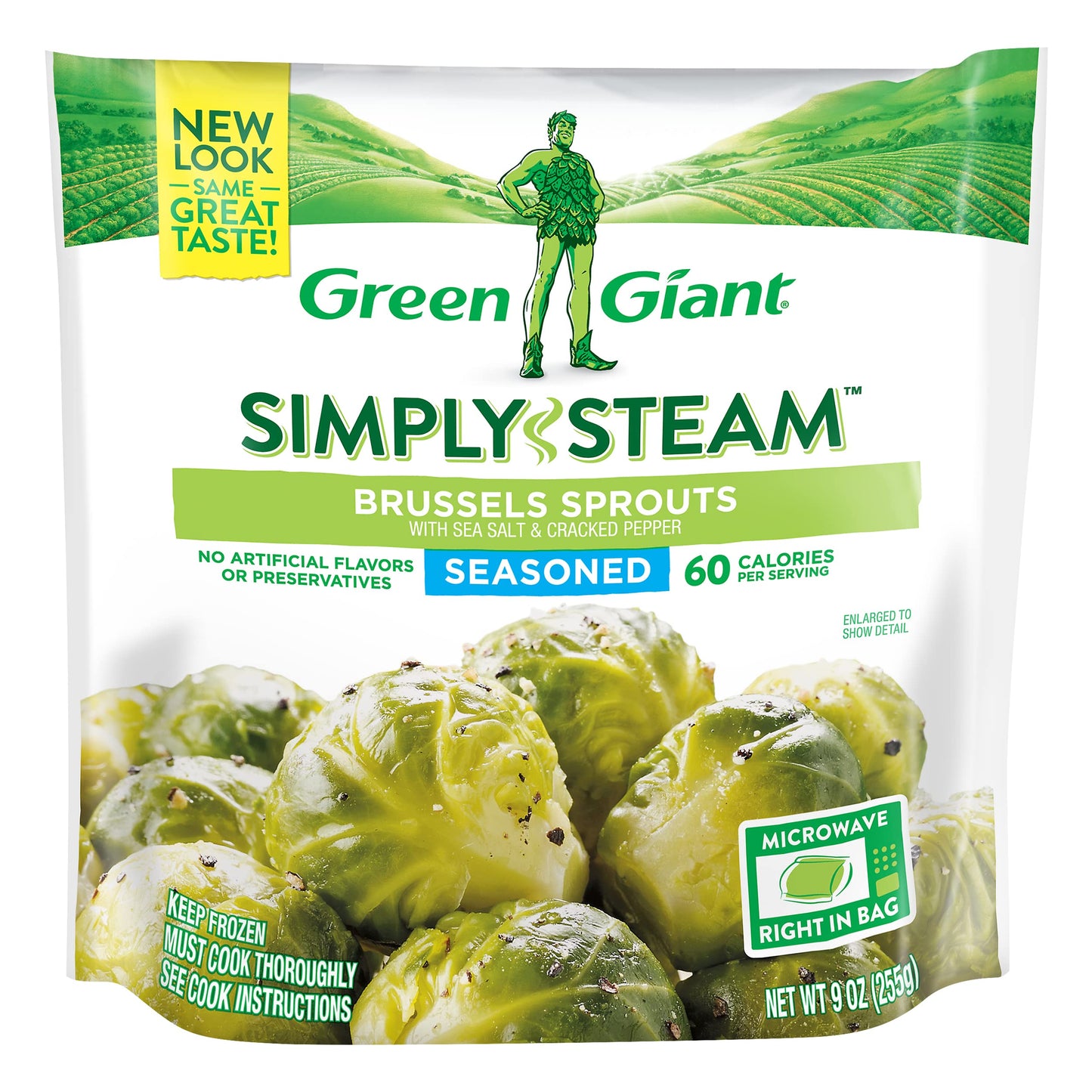 Green Giant Simply Steam, Seasoned Brussel Sprouts with Salt & Pepper, 9 Ounce (Frozen)