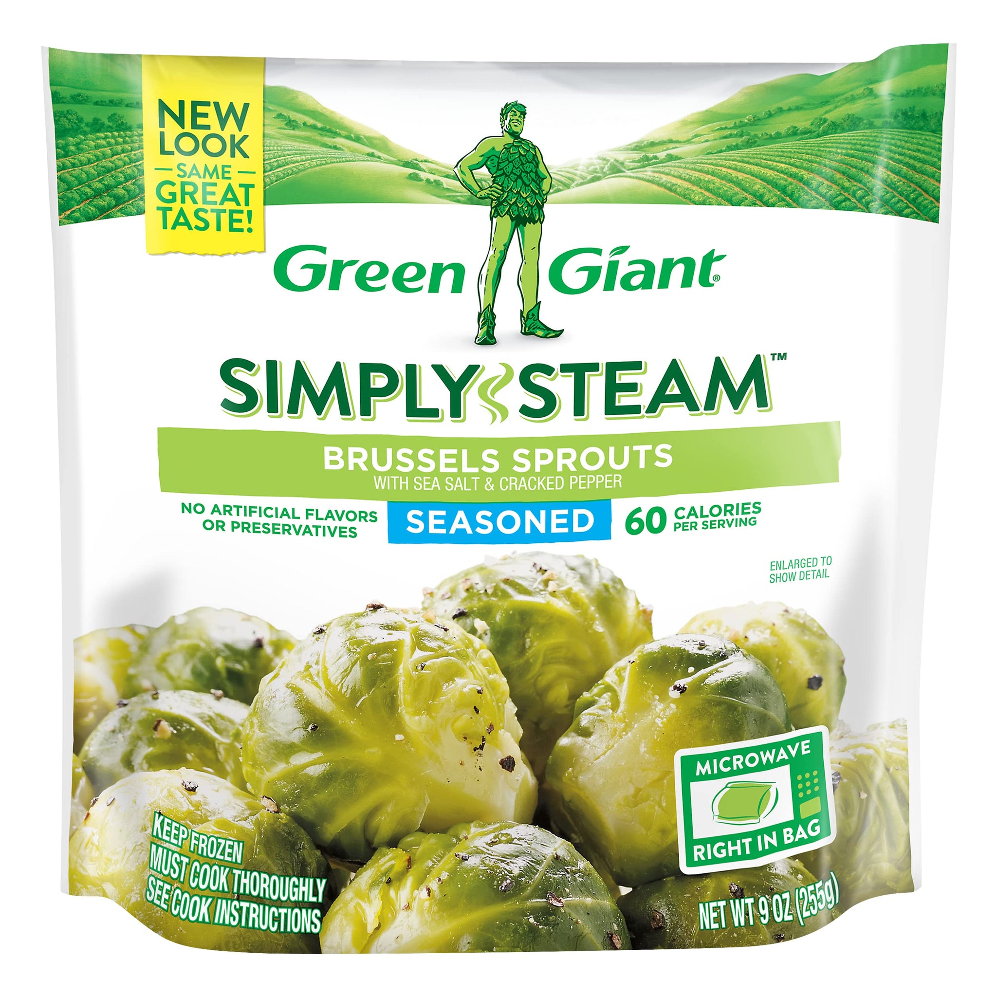 Green Giant Simply Steam, Seasoned Brussel Sprouts with Salt & Pepper, 9 Ounce (Frozen)