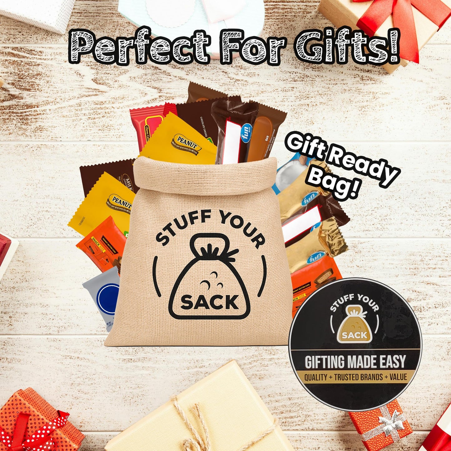 Halloween Chocolate Variety Pack - 5 lb Bulk Care Package with 135 Individually Wrapped Treats - Assorted Mini Chocolate Bars by Stuff Your Sack