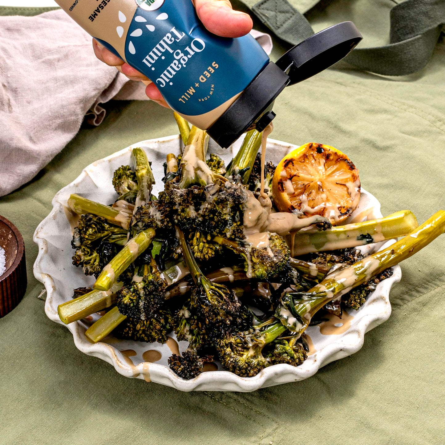 Seed + Mill - Tahini Sauce - Organic - Squeeze Bottle - Vegan, Kosher, Non-GMO, Keto, Paleo, Whole30, Gluten Free - Silky Smooth Texture - Great in