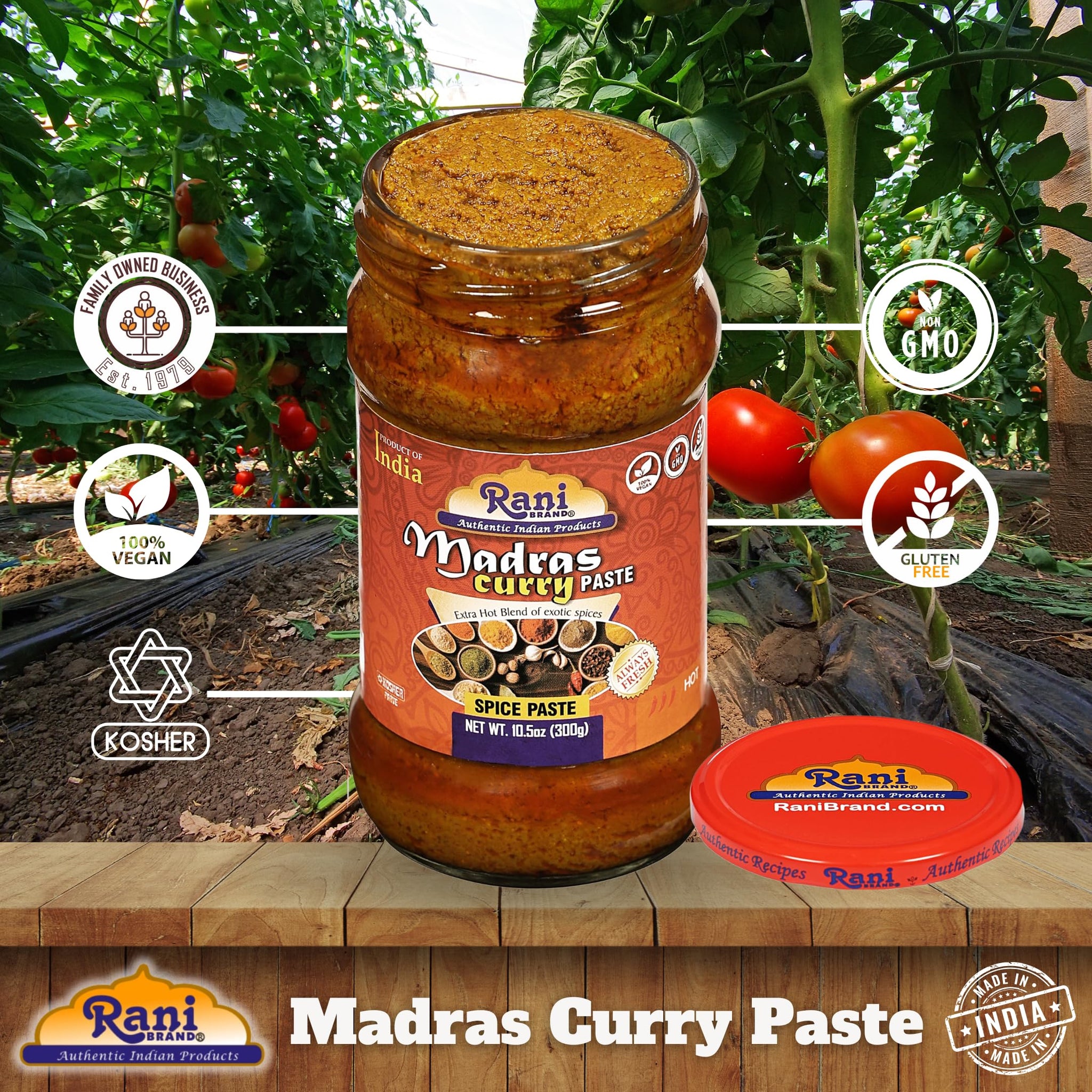 Rani Madras Curry Cooking Spice Paste 10.5oz (300g) Glass Jar, Pack of 5+1 FREE ~ No Colors | All Natural | NON-GMO | Vegan | Gluten Free | Indian