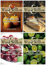 Wind & Willow Sweet Cheeseball and Dessert Mix Bundle (4 Pack): White Chocolate Amaretto Cheesecake, Key Lime Pie, White Chocolate Cherry, and Pumpkin